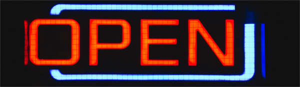 Image of neon 'open' sign