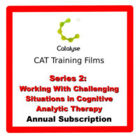 Red bordered tile image with green and yellow hued Catalyse logo, and wording below - CAT Training Films Series 2: Working With Challenging Siatuations in Cognitve Analytic Therapy - Annual Subscriptrion