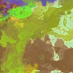 Abstract image in red, brown and green hues